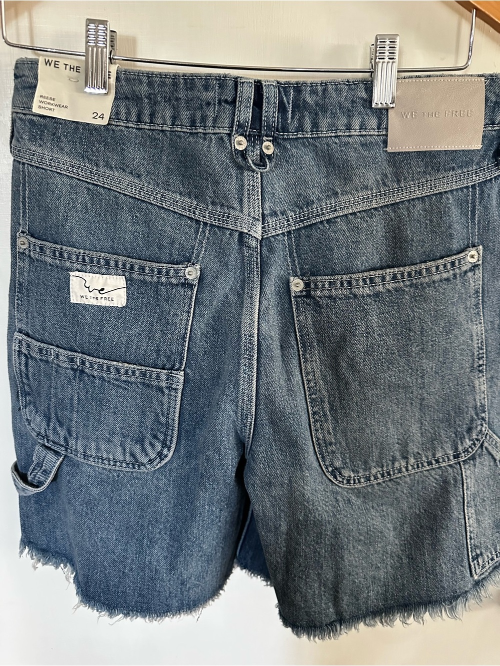 Free People Distressed Dark Wash Denim Shorts